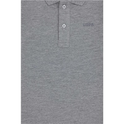 Erkek Çocuk Gri Melanj Basic Polo Yaka Sweatshirt