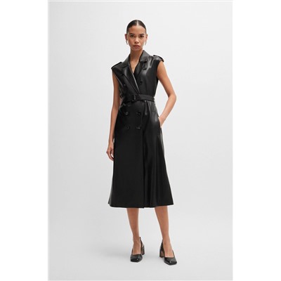 Faux-leather dress with double-breasted front