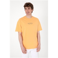Erkek Oversize Fit Bisiklet Yaka Turuncu Tişört