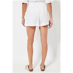 Short de lino cintura alta - Blanco