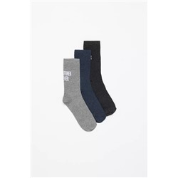 3-pack of ribbed socks with slogan