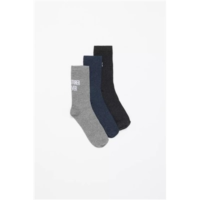 3-pack of ribbed socks with slogan