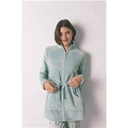 Bata midi tejido polar verde