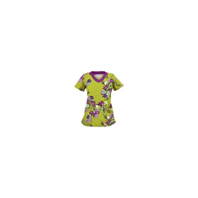 UA Island Bouquet Giddy Green Print Scrub Top