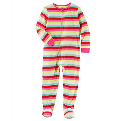 1-Piece Striped Microfleece PJs