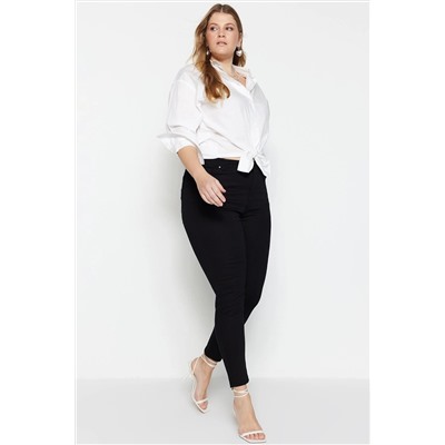 Siyah Yüksek Bel Esnek Skinny Jeans TBBAW23CJ00059