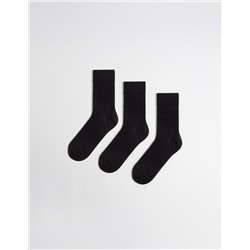 3 Pairs of Cotton Blend Socks Pack, Men, Black