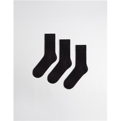 3 Pairs of Cotton Blend Socks Pack, Men, Black