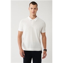Avva Erkek Ekru Polo Yaka Kolları Örgü Detaylı Standart Fit Normal Kesim Rayon Triko T-shirt A32y5018 A32Y5018