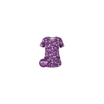 UA Frolic In The Flowers Berry Burst V-Neck Scrub Top
