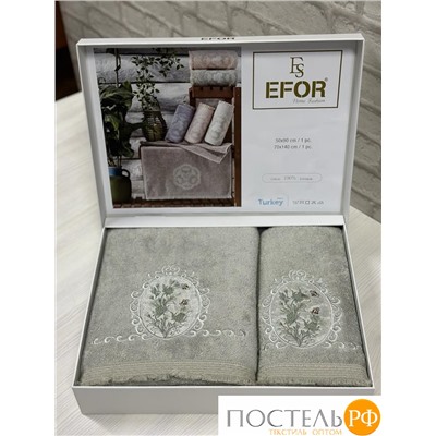 T1159/SM-03 Набор полотенец EFOR из 2-х предметов (50*90 и 70*140) CICEK ARISI зеленый YESIL