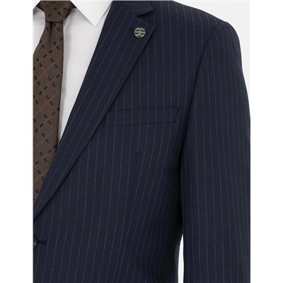 Lacivert Ekstra Slim Fit Çizgili Takım Elbise