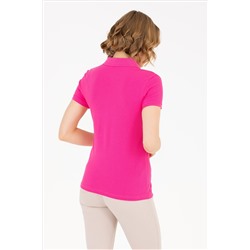Kadın Fuşya Basic Polo Yaka Tişört