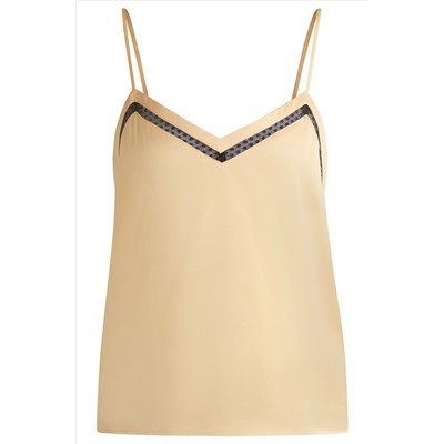 Hammered-satin camisole with lace insert