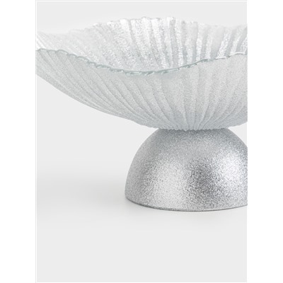 Ваза для фруктов, 31х13 см, на ножке, стекло Р, серебристая, Avila