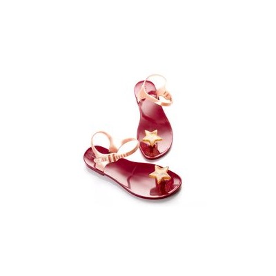 Сандалии Zhoelala Twinkle little star (винный бордовый-нежно-розовый-звездочка с золотым шиммером) / Zhoelala Twinkle little star (wine bordo-light pink gold shimmer star)