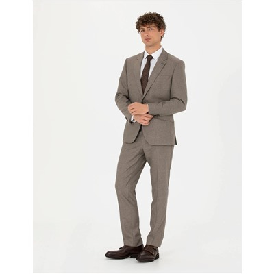 Açık Kahverengi Slim Fit Takım Elbise