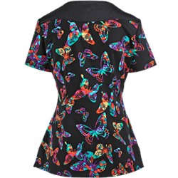 White Cross Scrubs Fly Dye Print Top