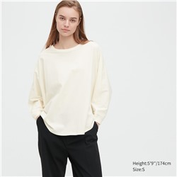 Cotton Dolman Oversized 3/4-Sleeve T-Shirt