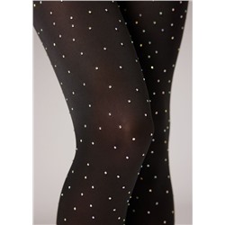 Blickdichte Strumpfhose aus Mikrofaser mit changierendem Strass
