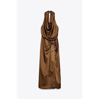 SATIN HALTER MIDI DRESS
