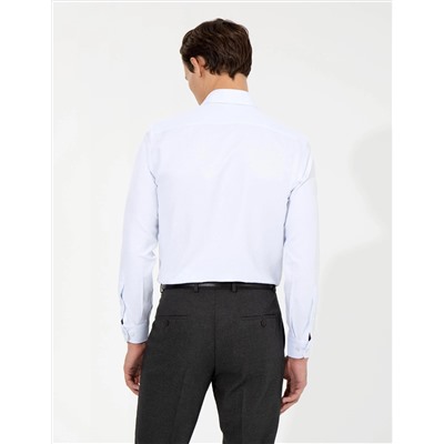 Açık Mavi Slim Fit Armürlü Klasik Gömlek