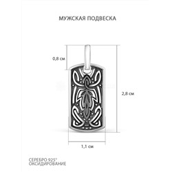 Подвеска мужская из чернёного серебра 925 пробы ПА-013ч
