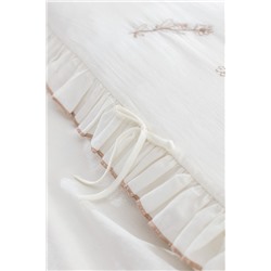 Perline King Size %100 Pamuk Fırfırlı Nevresim Takımı - Ekru/Bej