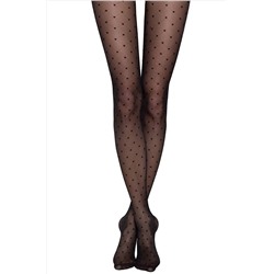 Женские фантазийные колготки с имитацией сетки в горошек 20 ден Conte Elegant