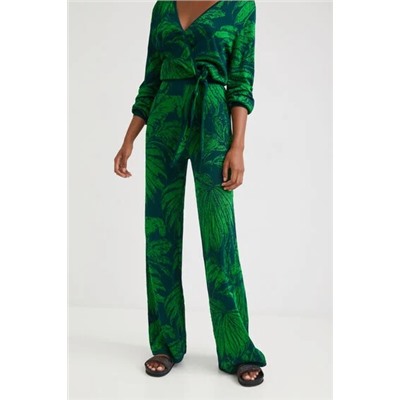 Pantalón wide leg jacquard