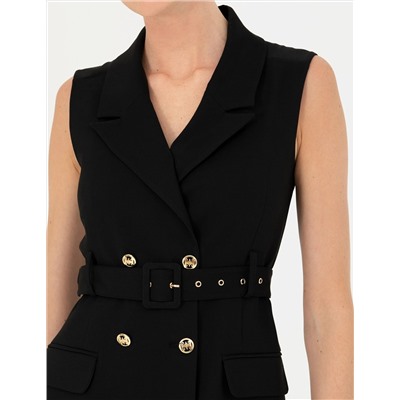Siyah Slim Fit Dokuma Elbise