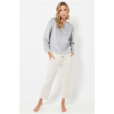 Camiseta de pijama de terciopelo - Gris claro