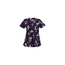 UA Vibrant Blossoms Black Scallop Neck Top