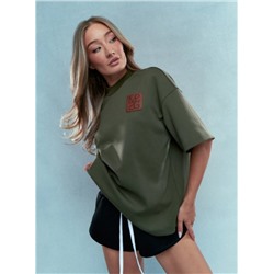 MISSGUIDED Branded Logo Patch Detail Dropped Shoulder Oversized T-Shirt