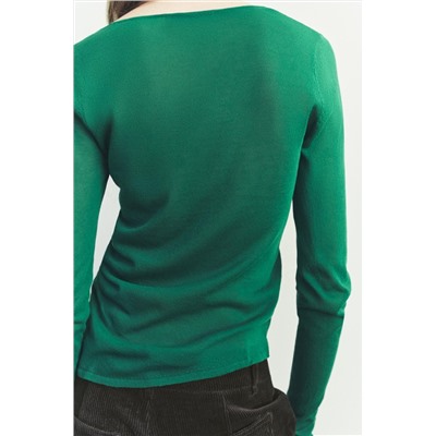 KNIT TOP WITH GATHERED SIDES
