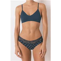 Braga ancha algodón estampada encaje navy
