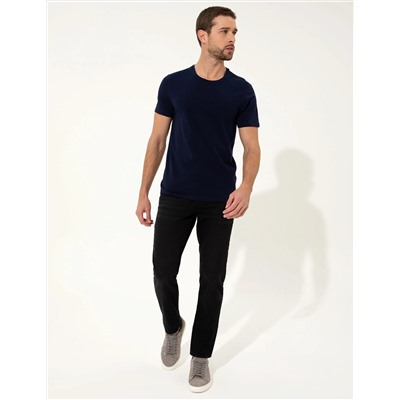 Lacivert Slim Fit Bisiklet Yaka Basic Tişört