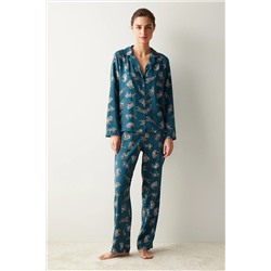 Penti Base Dark Printed Gömlek Pantolon Pijama Takımı PN6J9QT123SK-KPT