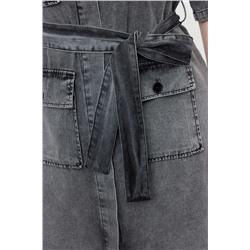 Koyu Mavi Kuşak Detaylı Mini Denim Gömlek Elbise TBBSS24AH00124