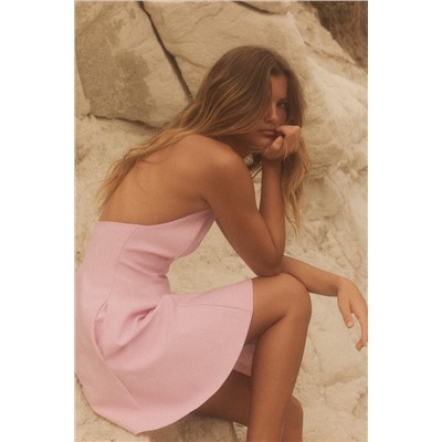 SHORT HALTER GODET DRESS