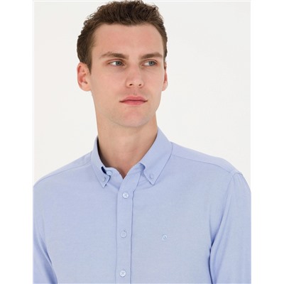 Açık Mavi Slim Fit Uzun Kollu Gömlek