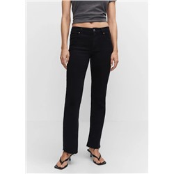 Jeans rectos tiro medio aberturas -  Mujer | MANGO OUTLET España