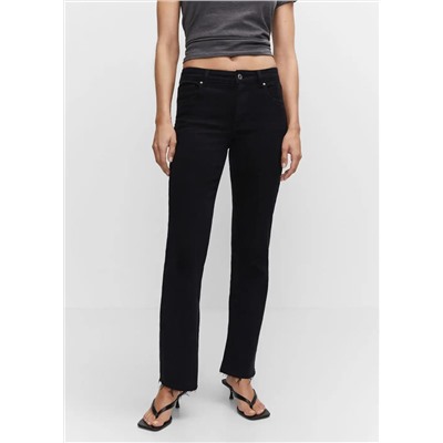 Jeans rectos tiro medio aberturas -  Mujer | MANGO OUTLET España