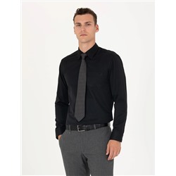 Siyah Regular Fit Uzun Kollu Basic Gömlek