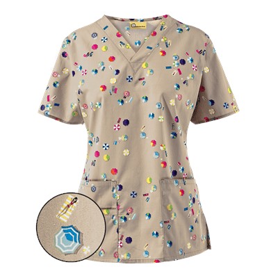 WonderWink Scrubs ORIGINS Bird's Eye Beach Print Top