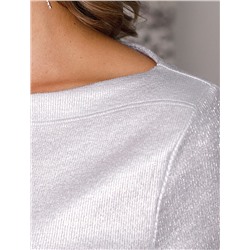 Футболка облегающая из хлопка в рубчик с вырезом лодочка с матовым покрытием металлик