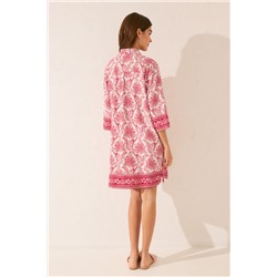 Vestido midi camisero estampado hojas