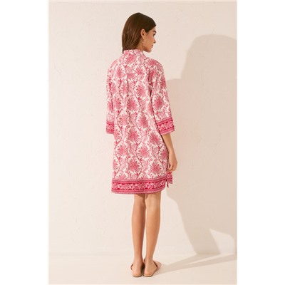 Vestido midi camisero estampado hojas