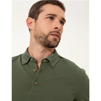 Haki Slim Fit Polo Yaka Tişört