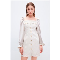 Vestido camisero vaquero Beige